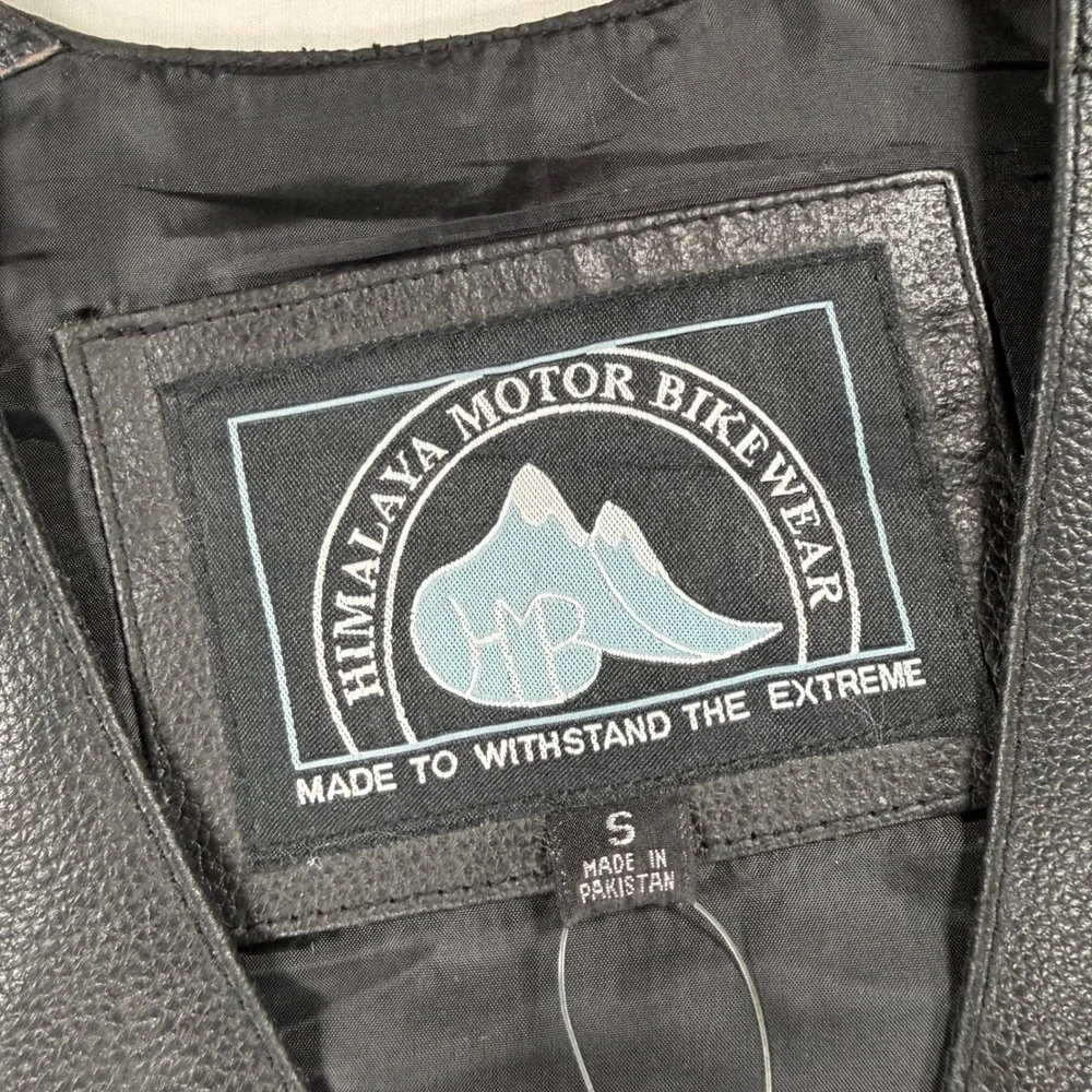 Himalaya Motor Bikewear Mens Black Leather USA Biker Vest Concho Side Lace S